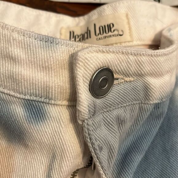 Peach Love Tie Dye Blue Tan Boho Bell Bottom 70’s Inspired Style Jeans Feminine - Picture 13 of 14